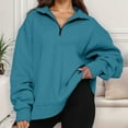 thumbnail image 5 of Women's Crewneck Sweatshirt Quarter Zip up Long Sleeved Solid Color Tops Autumn Fashion Pullovers 2025 Outfits Clothes, 5 of 9