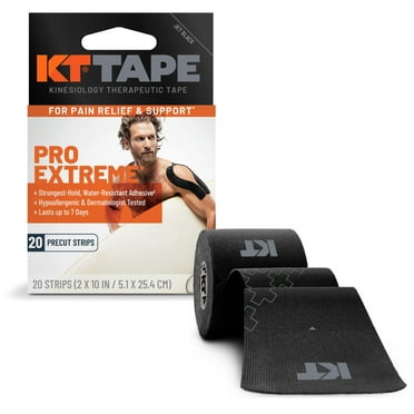 KT Tape Pro Extreme High Strength Kinesiology Tape, Black, 20 Precut Strips