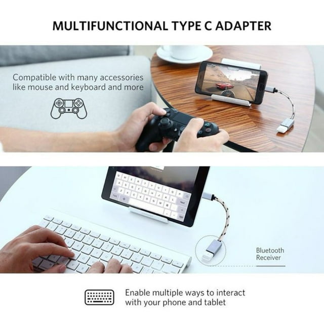Braided Type-C Male to USB Female OTG Adapter Converter for Phone Tablet PC