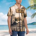 thumbnail image 2 of KLL Men's Hawaiian Shirt Short Sleeve Button Down Beach Shirts-Rustic French Signpost, 2 of 5