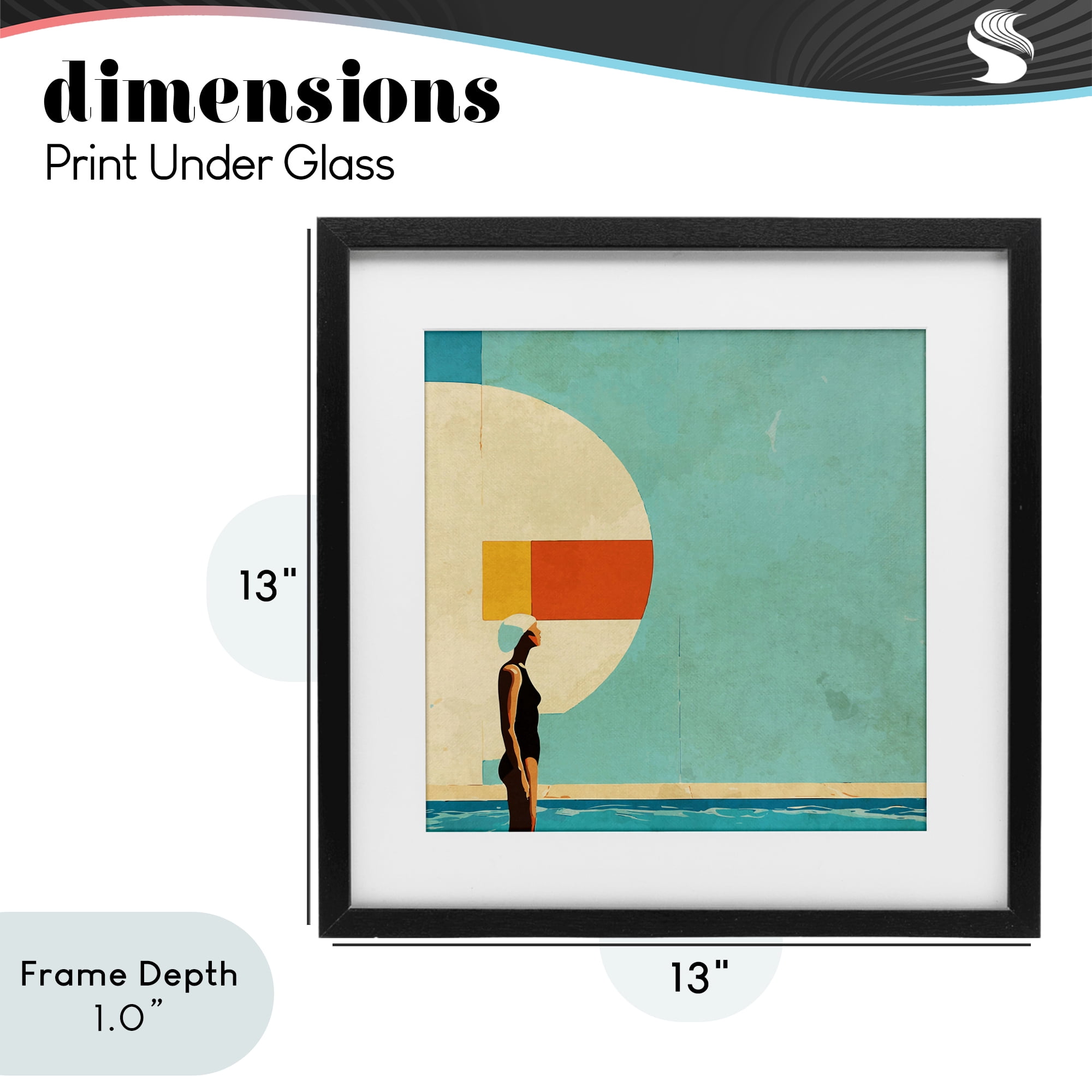 Stupell Industries Midcentury Pool Geometric Black Framed Print Under Glass, design by Layla Oz