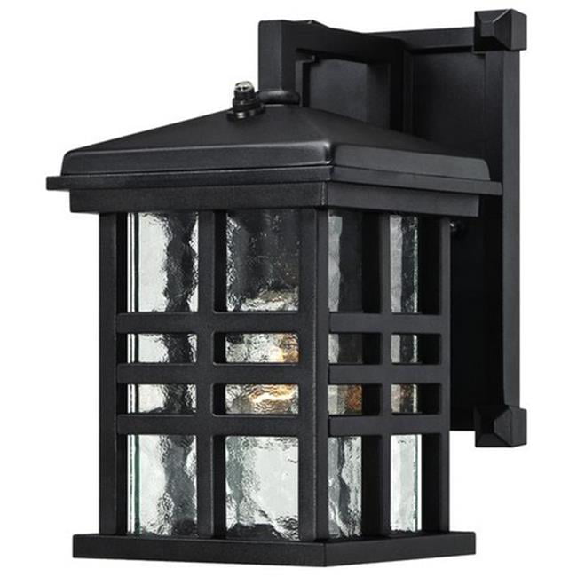1 Light Wall Fixture with Dusk to Dawn Sensor Textured Black Finish with Clear Water Glass