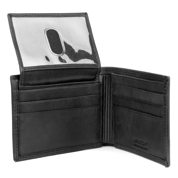 Billetera Buxton Hunt de piel negra para tarjetas de crédito