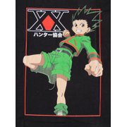 Hunter X Hunter Gon Freecss Punch And Kanji Logo Men's Black T-shirt-Large