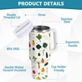 thumbnail image 2 of Yayeee 40oz Stainless Steel Tumbler with Straw and Handle Double-Wall Insulated Travel Water Bottle, Beige Vegetables Pattern, 2 of 8