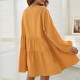 thumbnail image 5 of Vestido informal de manga larga con cuello en V y mangas abullonadas de Color sólido a la moda de otoño para mujer Fridja  yut3984, 5 of 5