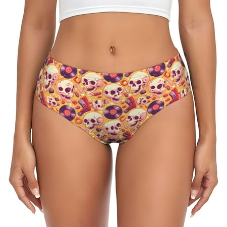 Womens Underwear - Skull rock record No Show Seamless Underwear for Women  Soft Stretch Womens Panties  Hipster Ladies Panties Bikini Underwear Briefs