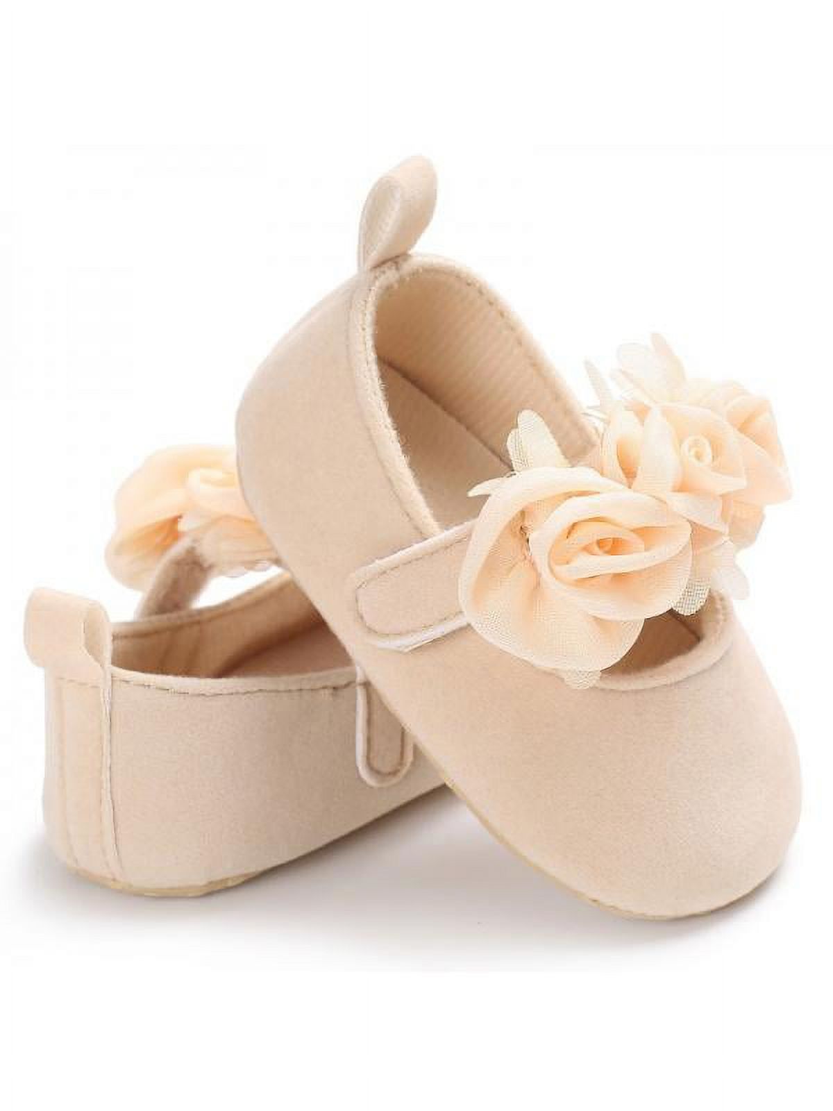 Lovely Kid Girls Princess Shoes Flowers Dance Shoes Suede Ballet Shoes Anti-slip Soft Sole Crib Hook & Loop Shoes (Toddler/Little Baby Girls) - image 4 of 7