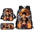 thumbnail image 1 of Mochilas escolares de gran capacidad para niños y niñas, conjunto de 3 piezas, para zorros, Roronoas, estuche para lápices, 1 of 4