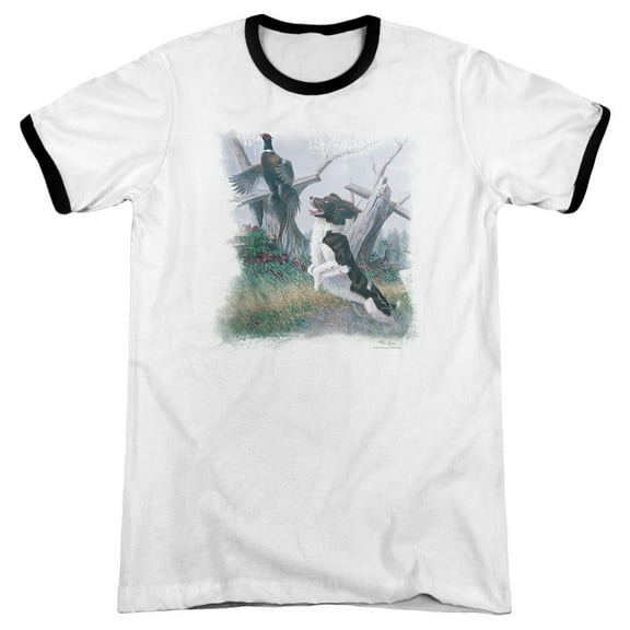 Wildlife SpRinger T-Shirt With Pheasant Adult Ringer T-Shirt White Black