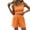 Orange, variant on QUYUON Lounge Wear Set Outfits for Women Workout Outfits for Women 2 Piece Summer Sleeveless Round Neck Ribbed Crop Tops Elastic High Waisted Shorts Sets Yoga Sports Bra Exercise Set