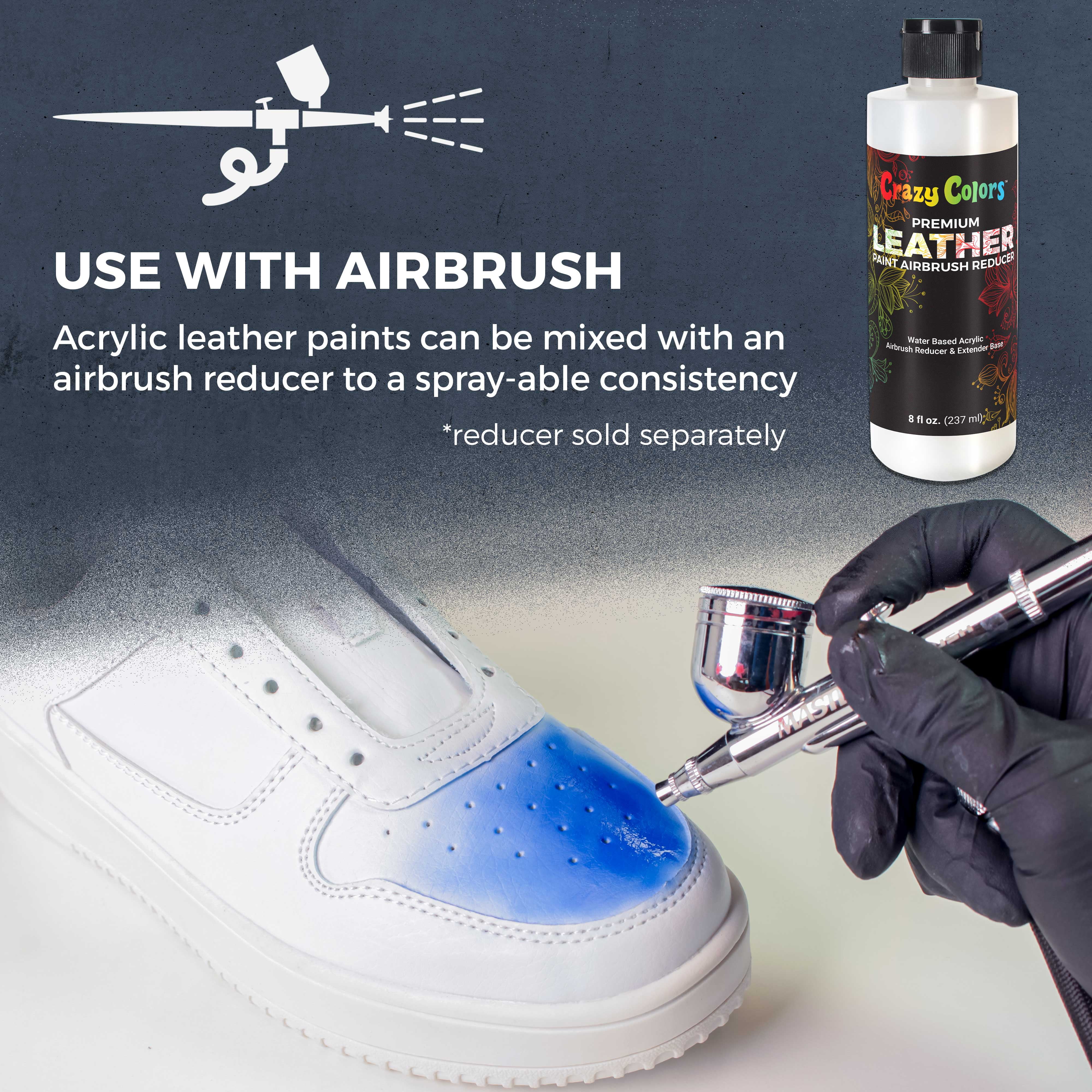 Crazy Colors Premium Acrylic Leather and Shoe Paint Kit, 13 Metallic Pearl Colors, Deglazer, 4-Piece Brush Set - 1 oz Bottles, Flexible, Scratch Resistant - Glittering Sneakers, Jackets Bags Purses
