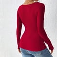 thumbnail image 4 of EchfiProm Womens Tops Long Sleeve Pullover Ribbed Wine Solid Fall Undershirts for Ladies Slim Fit, 4 of 4