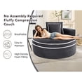 thumbnail image 5 of Leumius Oversized Round Chaise Lounge Chair Indoor, Upholstered Sofa Bed With Deep Seat and Cupholders,Cozy Boneless Chaise with High Density Memory Foam for Living Room,No Assembly,Dark Gray, 5 of 12