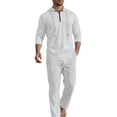 thumbnail image 6 of SOOMLON Matching Set Men Big and Tall Zip Long Sleeve Hoodie Shirt Elastic Waist Linen Pants Summer 2 Piece Outfits Sets, 6 of 6