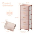 thumbnail image 7 of YILQQPER 5 Drawer Dresser for Bedroom Fabric Dressers with Steel Frame Wooden Top Chest of Drawers Closets Storage Pink, 7 of 7