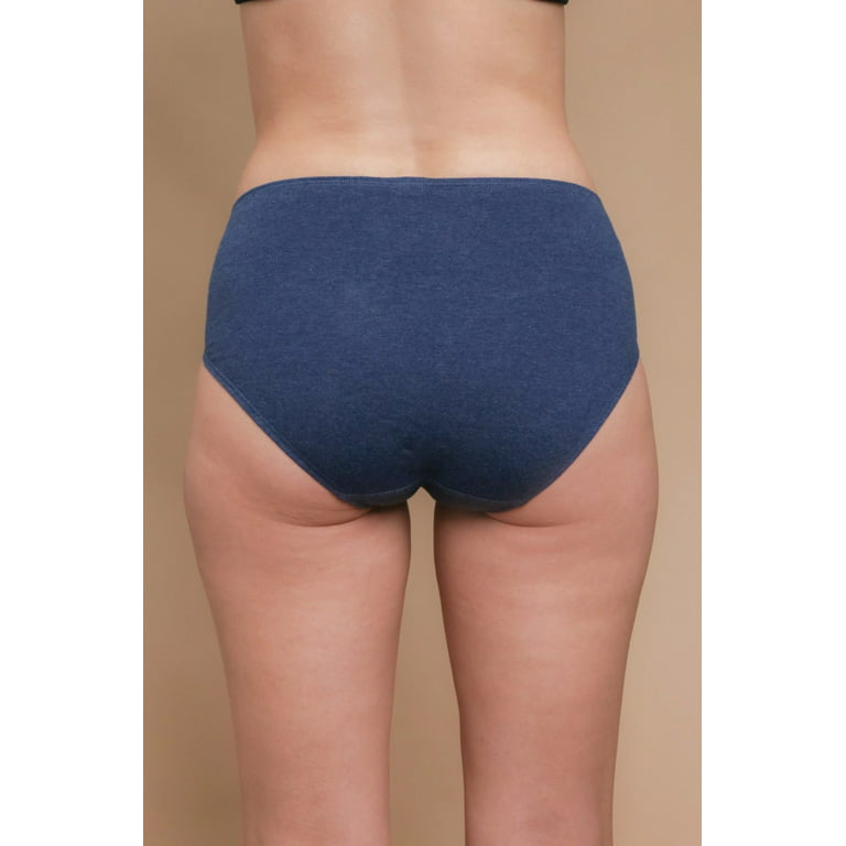 Women's Cottonique W22200 Latex Free Organic Cotton Brief Panty - 2 Pack  (Melange Blue 9) 