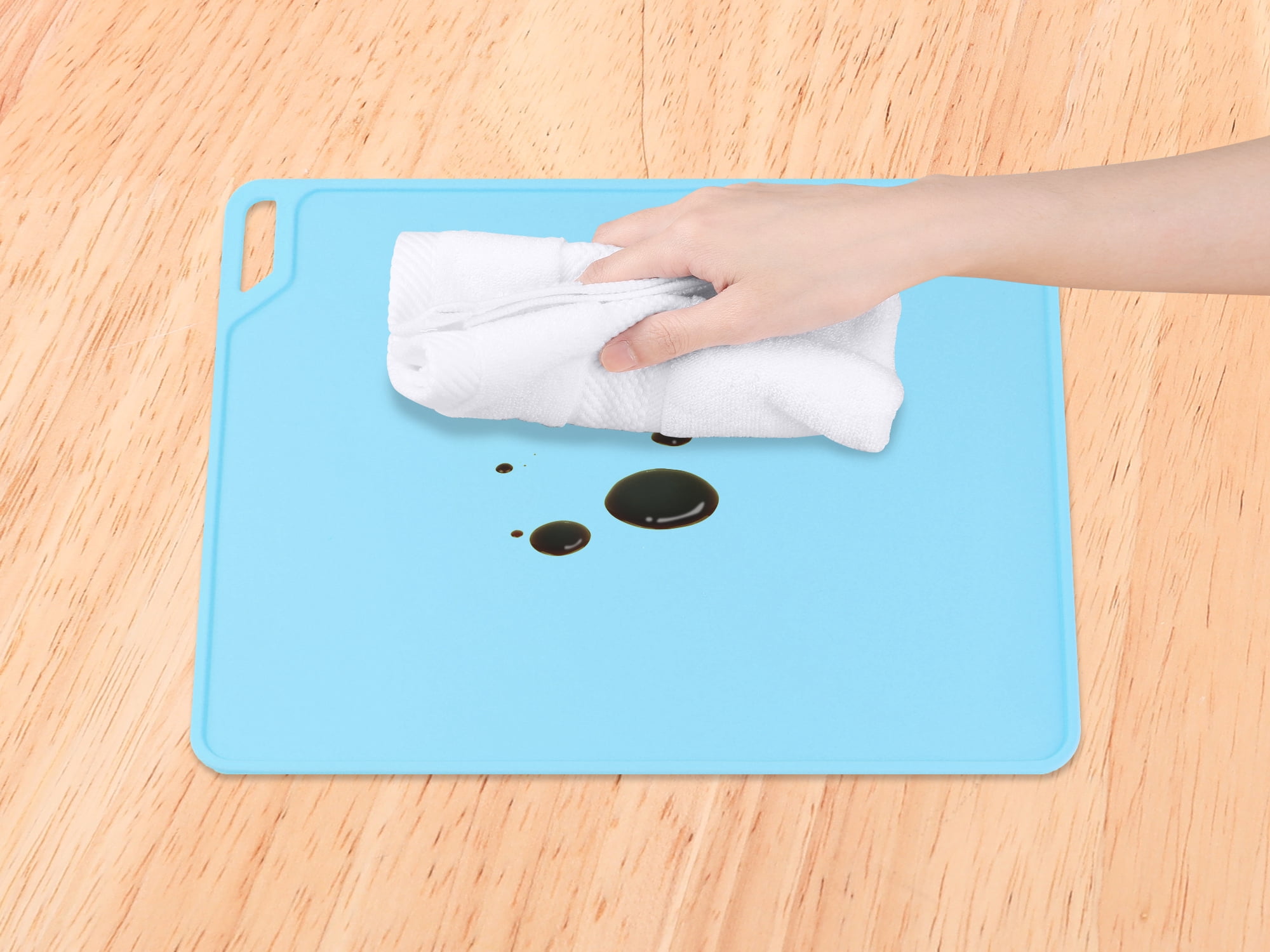 Unique Bargains Set of 6 Silicone Placemats for Kitchen Dining Table Decor Light Blue