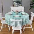 thumbnail image 2 of Round Waterproof Cyan Blue Tablecloth Reusable Washable Weight Fabric Table Covers for Restaurant,Picnic,Indoor and Outdoor Dining 60 Inch X 60 Inch, 2 of 6