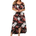 thumbnail image 1 of Gvmfive Women Plus Size Casual Bohemain Floral Print Short Sleeve Swing Dress, 1 of 5