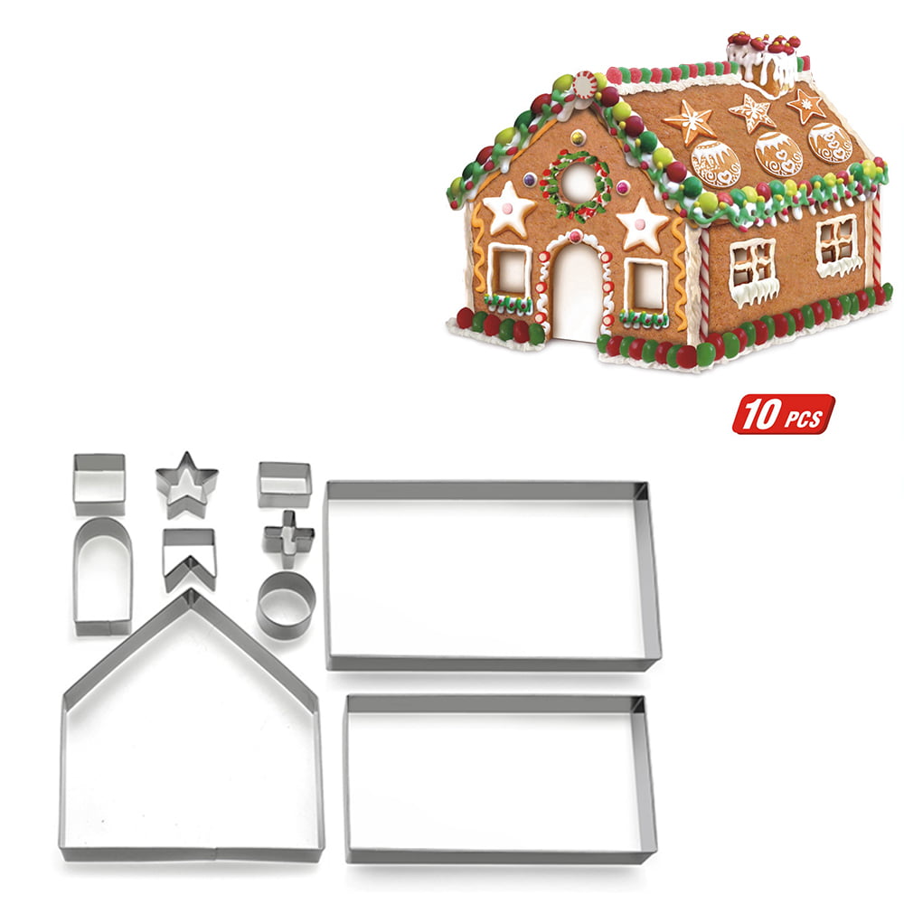 Christmas 3D Stainless Steel Biscuit Molds Gingerbread House Cookie Dies Cutter