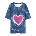 thumbnail image 4 of Lydiaunistar Hauts d'Été pour Femmes T-Shirt Décontracté à Imprimé Dégradé, Col Rond Épaule Tombante Manches Courtes, Mélange de Polyester Extensible pour Usage Quotidien et Fêtes, 4 of 4