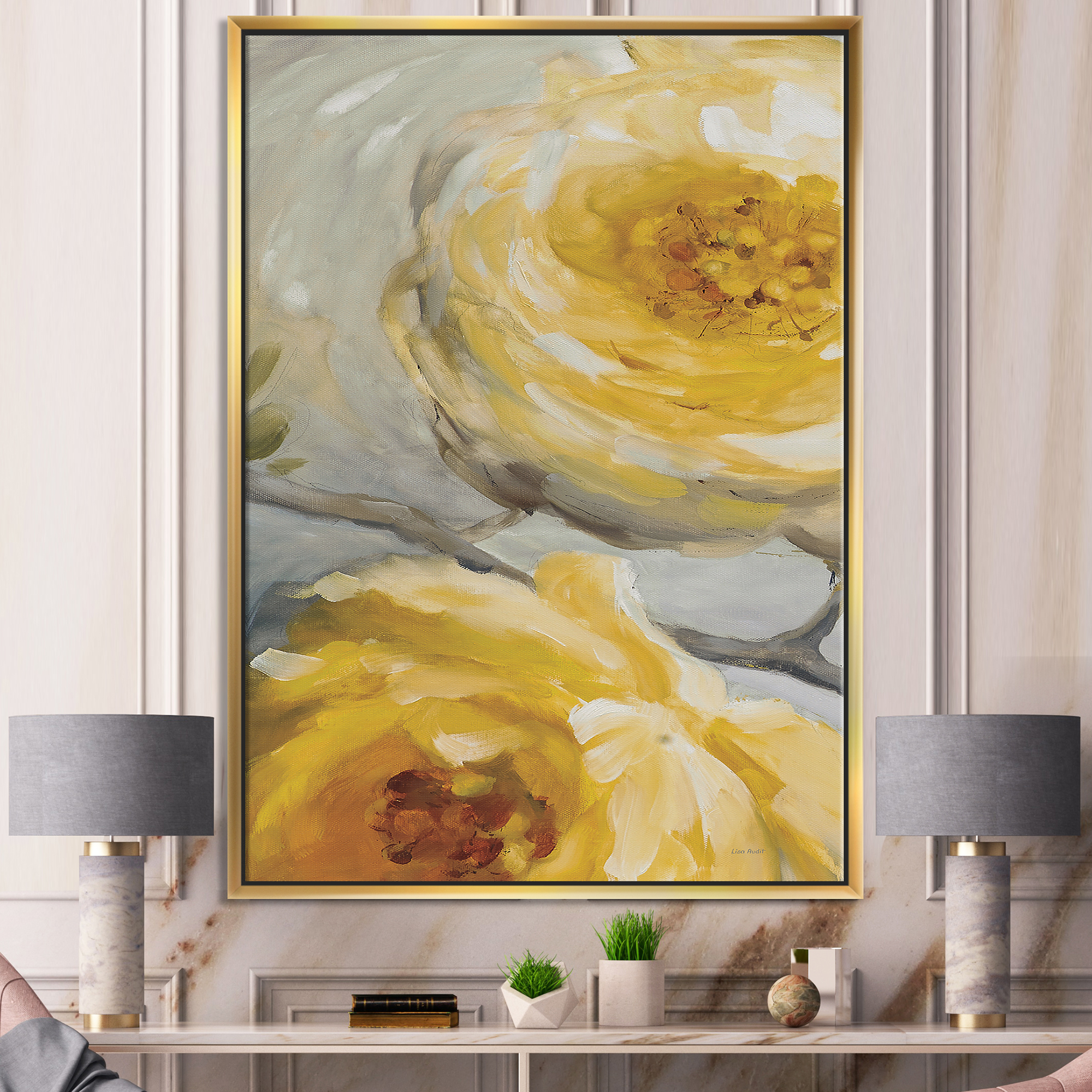 Designart ' Sunshine Yellow Flower III ' Floral Framed Canvas