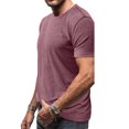 thumbnail image 3 of SWSMCLT Men's Cotton T Shirt Slim Fit Fall Basic Casual Date Night Spring Home Stretch Top Shirt Soft Crew Neck Vermillion Large, 3 of 5