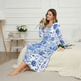 thumbnail image 3 of Tutolipy Nightgowns for Women Flower Printed Sleepwear V Neck Loungewear Long Sleeve House Dress for Home Vacation, XL, 3 of 7