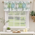 thumbnail image 2 of Fall Curtain Valances for Windows, Kitchen Valance Window Treatments Panel 2 Pack, Blue Green Pumpkins Thanksgiving Flower Leaf Plaid Rod Pocket Short Curtains for Bathroom Bedroom 42 x 18 Inch, 2 of 8