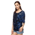 thumbnail image 3 of Casual Womens Loose Fit Sequin Dolman Sleeve Evening Blouse Tops, 3 of 6