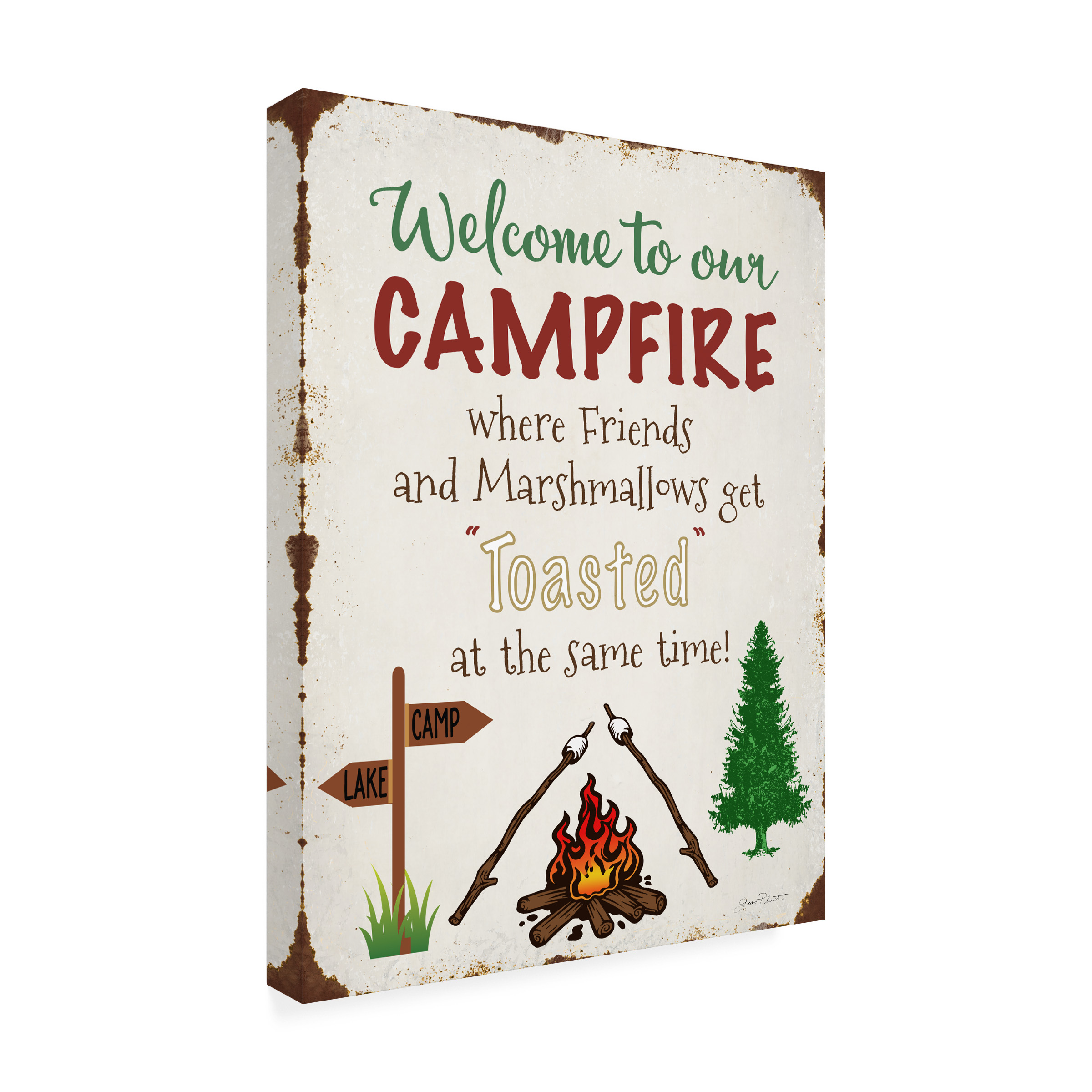 Canvas Wall Art - Jean Plout 'Welcome To Our Campfire 2' Wall Art for Living Room, Bedroom, or Office DÃ©cor by Trademark Fine Art - 18 x 24 Inches