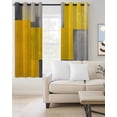 thumbnail image 2 of Yellow Grey Geometric Blackout Curtains for Bedroom/Living Room, Thermal Insulated Kitchen Curtains, Modern Oil Painting Abstract Grommet Darkening Window Treatment Drapes 52"x72"x2, 2 of 8