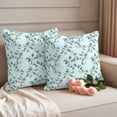 thumbnail image 2 of Outdoor Pillow Covers Summer Green Leaves Watercolor Leaf Seamless Waterproof Pillow Cases 20x20 Set of 2, Pastoral Plant on Teal Throw Pillow Cover Pillowcase for Patio Balcony Couch Garden, 2 of 9