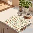 thumbnail image 3 of Beige Mushroom Design Dish Drying Mat 18x24 Inch Botanical Microfiber Absorbent Pad, Washable Counter Mat for Dish Rack Drainer & Kitchen Counter, 3 of 6