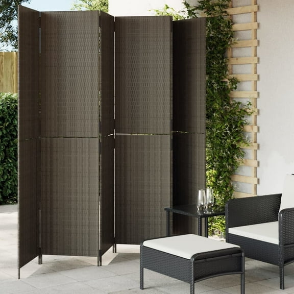vidaXL Room Divider 6 Panels Gray Poly Rattan