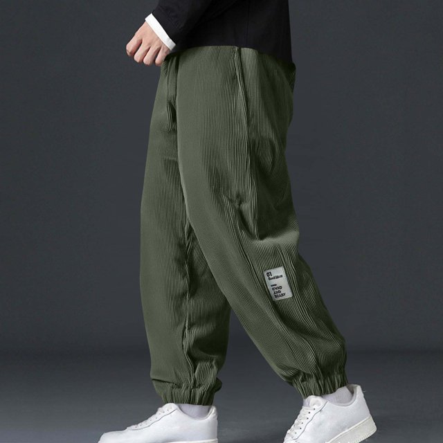 asjyhkr Mens Sweatpants Corduroy Jogger Drawstring Elastic Athletic Workout Running Pants with Pockets