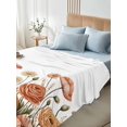 thumbnail image 5 of Twin Flat Sheet Only Rustic Pastoral Poppy Flower Soft Microfiber Cooling Bedding Sheets Watercolor Autumn Pumpkin Flat Bed Sheet for Hotel,Home Decor, 5 of 9