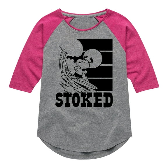 Peanuts - Stoked - Toddler And Youth Girls Raglan Graphic T-Shirt