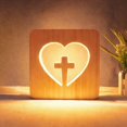 thumbnail image 1 of Lámpara de mesita de noche WLHONG Cross Jesus 3D de madera de pino, 1 of 7
