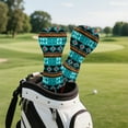 thumbnail image 5 of Yuyamidu Blue Aztec Golf Club Head Covers PU Leather Golf Head Covers Driver Covers Fariway Wood Headcover Hybrid Covers Gemoetric Golf Headcover, 5 of 8