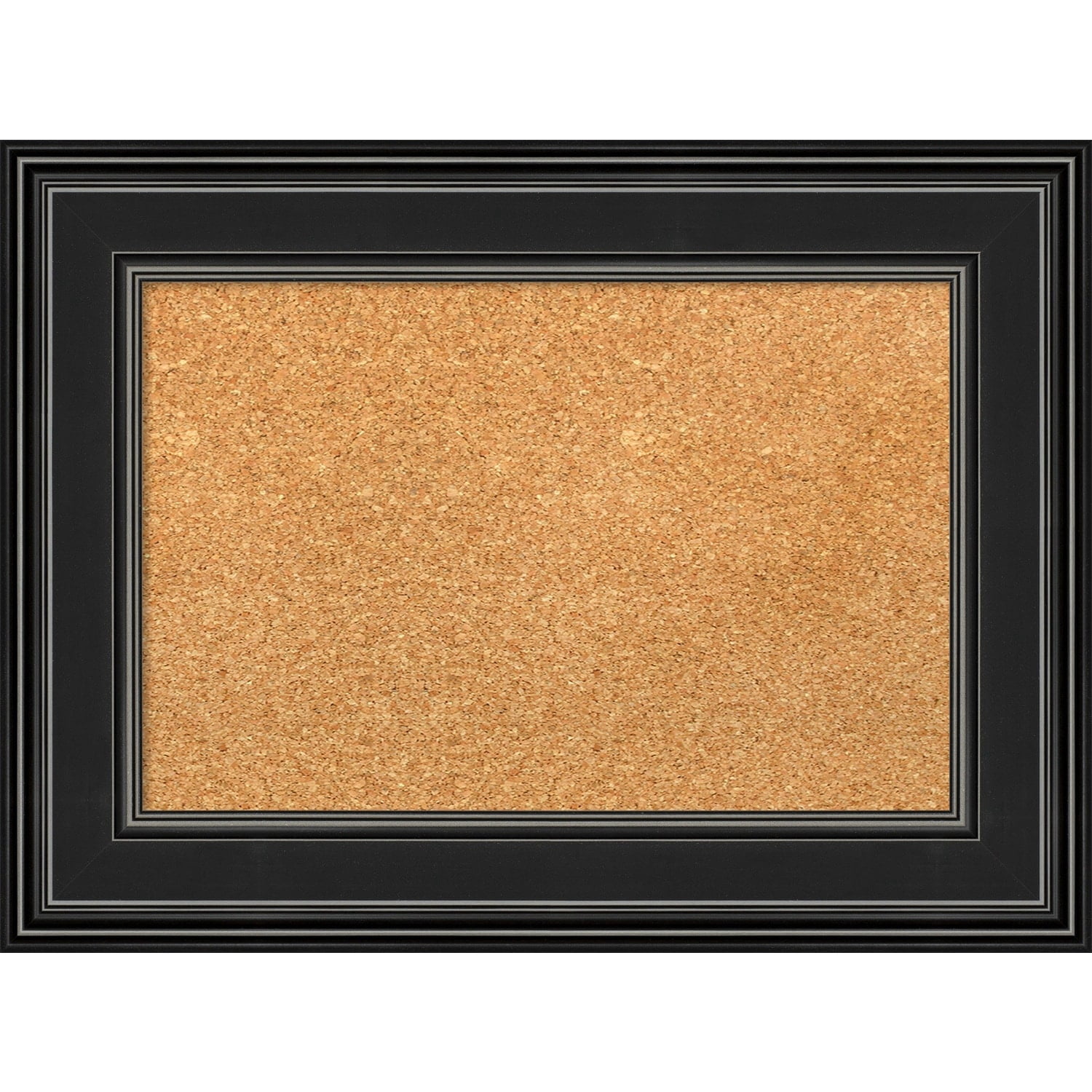 Amanti Art Natural Cork Board Framed Ridge Black Bulletin Board 30 in. x 22 in.