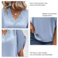 thumbnail image 4 of Blusa de encaje con cuello en V para mujer, manga corta, cómoda, transpirable, camiseta de manga corta, Top azul claro XXL, 4 of 5