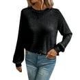 thumbnail image 2 of Dgankt Sweaters for Women Casual Crew-Neck Lace Splicing Solid Color Pullover Long Sleeve,Size S-2XL, 2 of 4