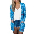 thumbnail image 1 of Pompotops Chemisier Décontracté à Manches Longues Imprimé pour Femmes avec Poche Cardigan Liquidation, 1 of 5