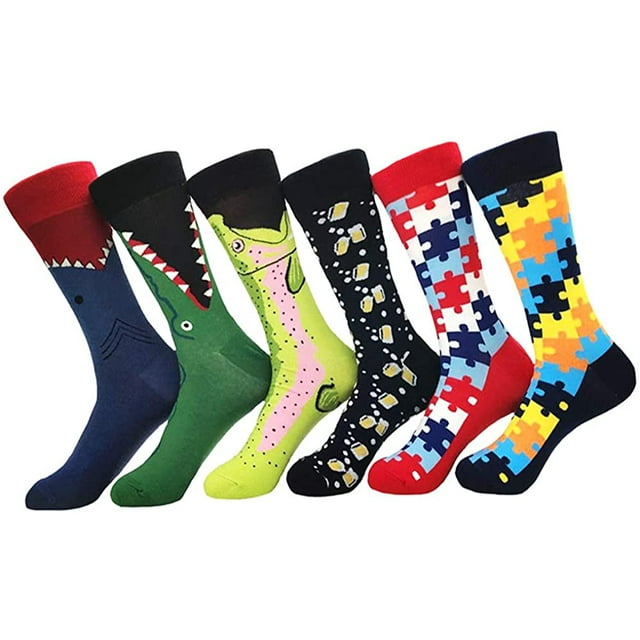 4-6 pares de calcetines de vestir para hombre Calcetines de algodón peinado con patrón de colores funky Adepaton CJWUS-2403