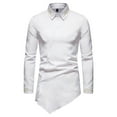 thumbnail image 3 of DDAPJ pyju Men's Embroidered Dress Shirt Asymmetric Hem Long Sleeve Button Down Shirts Tuxedo Suit Shirt White L, 3 of 9