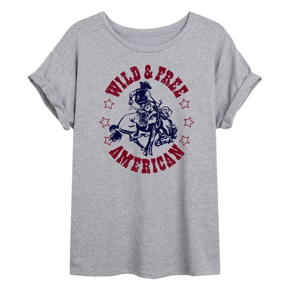 Instant Message - Wild And Free American Oversized Graphic T-Shirt