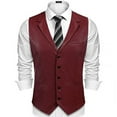 thumbnail image 2 of British Men's Slim PU Leather Vest Turn Down Collar Single Breasted Waistcoat, 2 of 4
