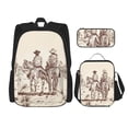 thumbnail image 1 of Easygdp Cowboys Riding Horses Mochila para Niños y Niñas con Set de Caja de Almuerzo y Estuche para Lápices 3 en 1, Mochila Escolar Estampada para Adolescentes, 1 of 7